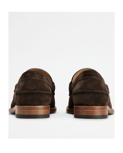 Tod's White Logo-Debossed Suede Loafers for men