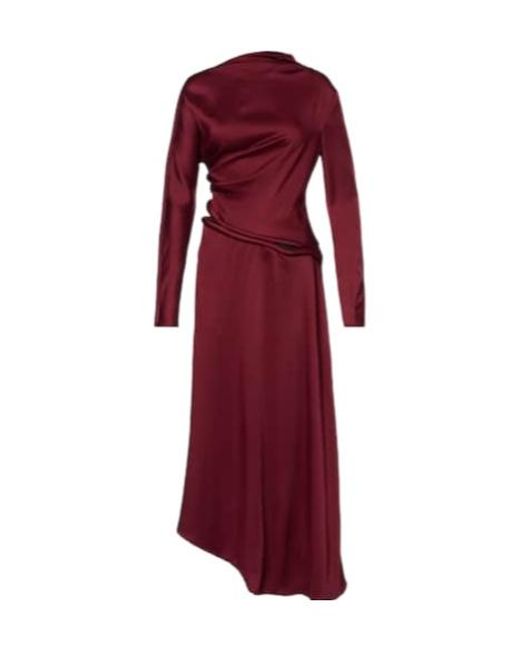 Victoria Beckham Red Cutout Draped Crêpe Satin Midi Dress