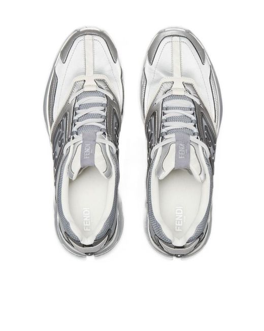 Fendi White Nylon Low-Tops for men