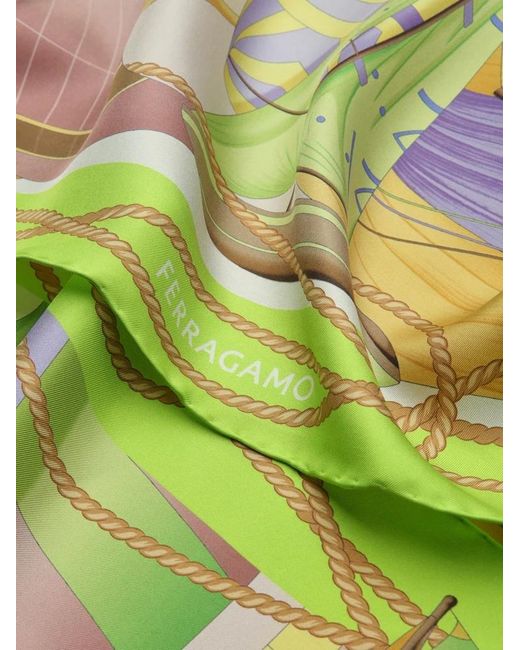Ferragamo Green Ferragamo Sailing Printed Scarf