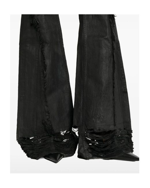 Rick Owens Black Frayed Jeans
