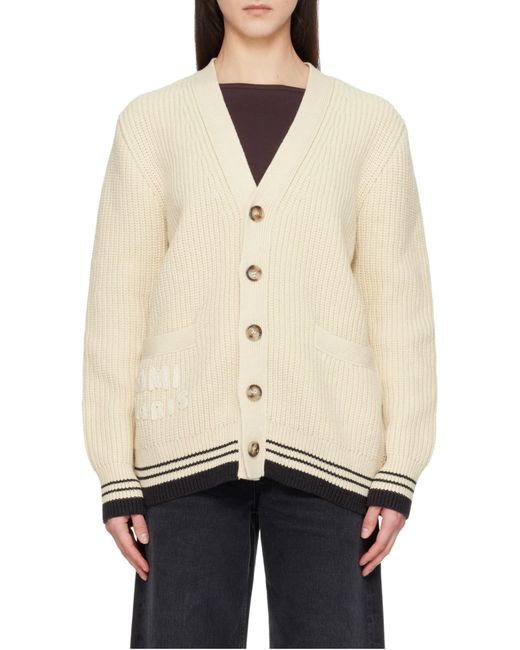 AMI Natural V-Neck Long Sleeved Cardigan