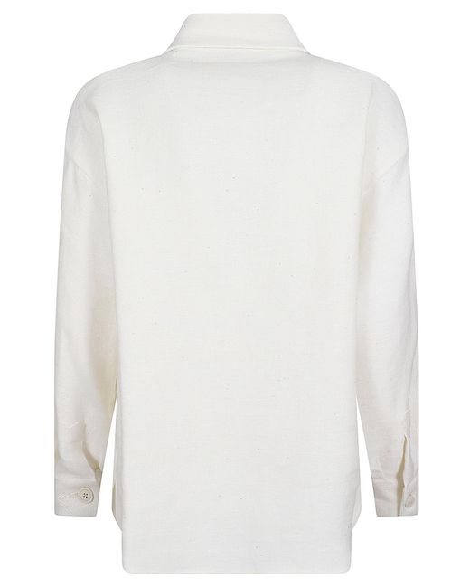 Eleventy White Utility Patch-Pocket Jacket