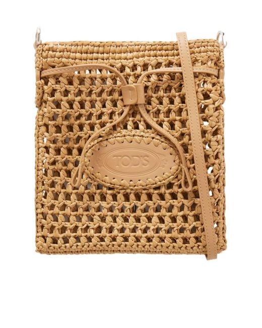 Tod's Metallic Woven Logo Strap Tote Bag