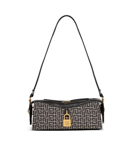 Balmain Black Monogram Jacquard Pulse Shoulder Bag for men