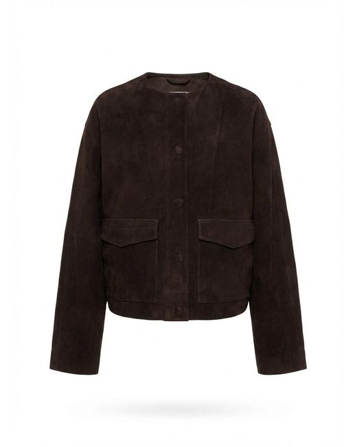 St. Agni Black Suede Utility Cocoon Bomber Jacket