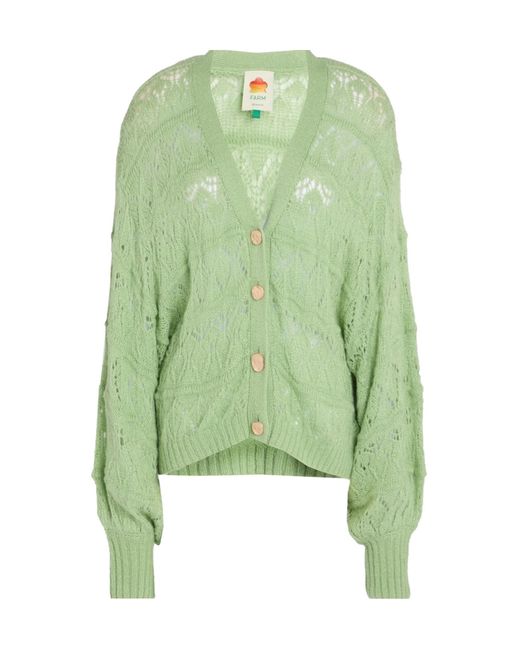 Farm Rio Green Solid Color Knit Cardigan
