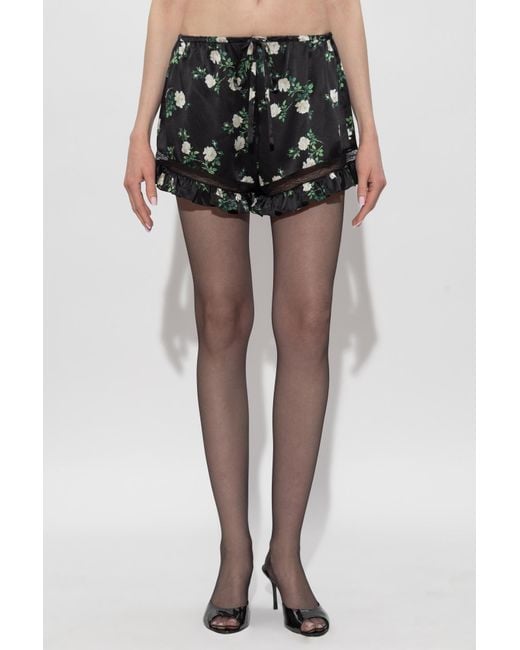 Dolce & Gabbana Black Floral Lace-Trim Shorts