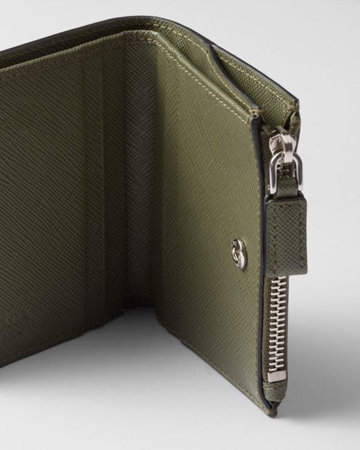 Prada Green Small Saffiano Leather Wallet for men