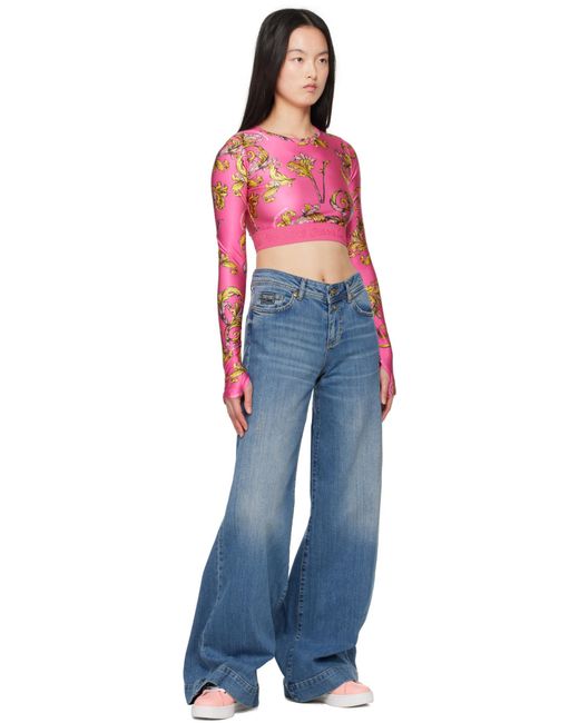 Versace Jeans Pink Baroque-Buckle Sneakers