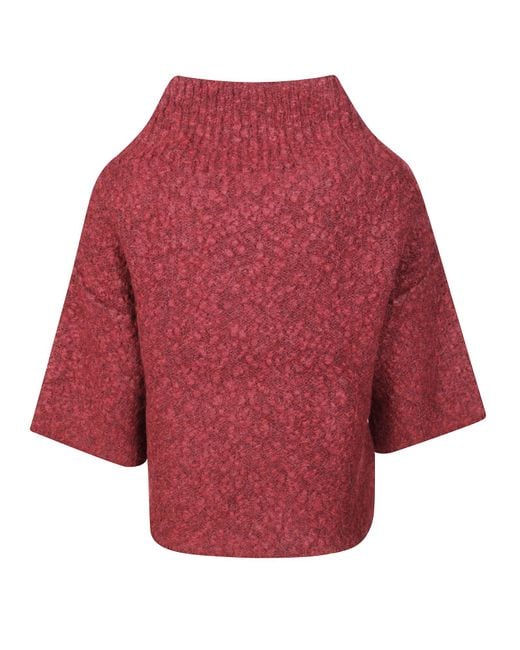 Max Mara Red Funnel-Neck Sweater