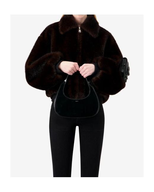 Coperni Black Faux Fur Bomber Jacket
