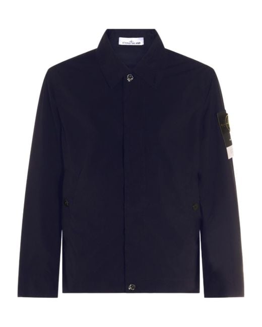 Stone Island Blue Touch Poly-Tc Logo Patch Jacket for men