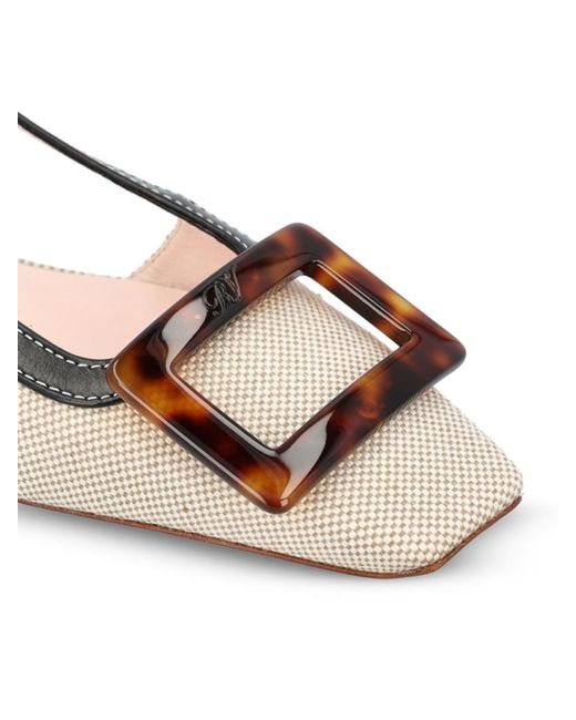 Roger Vivier Brown Square Toe Slingback Shoes