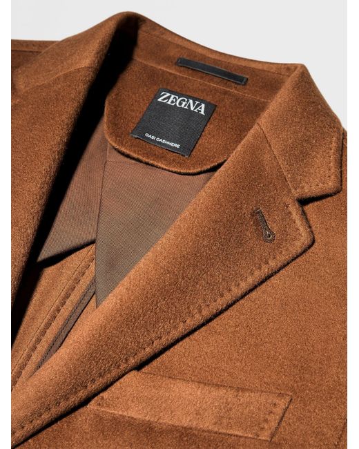 Zegna Brown Foliage Oasi Cashmere Suit Coat for men