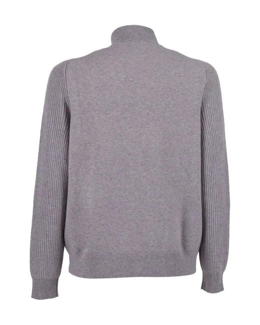 Lardini Gray High-Neck Buttoned Knitted Cardigan for men