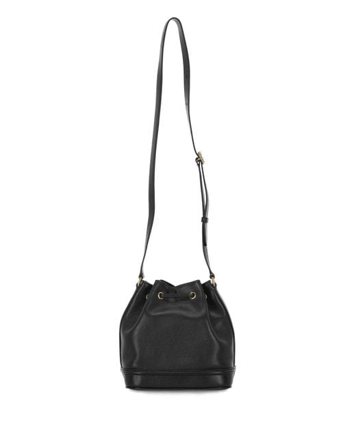 Chloé Black Chloé Logo Plaque Drawstring Bucket Bag