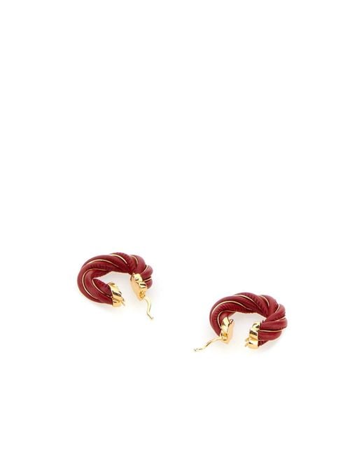 Bottega Veneta White Twist Hoop Earrings