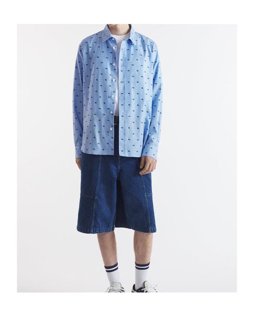 Maison Kitsuné Blue Maison Kitsuné Profile Fox Casual Shirt for men