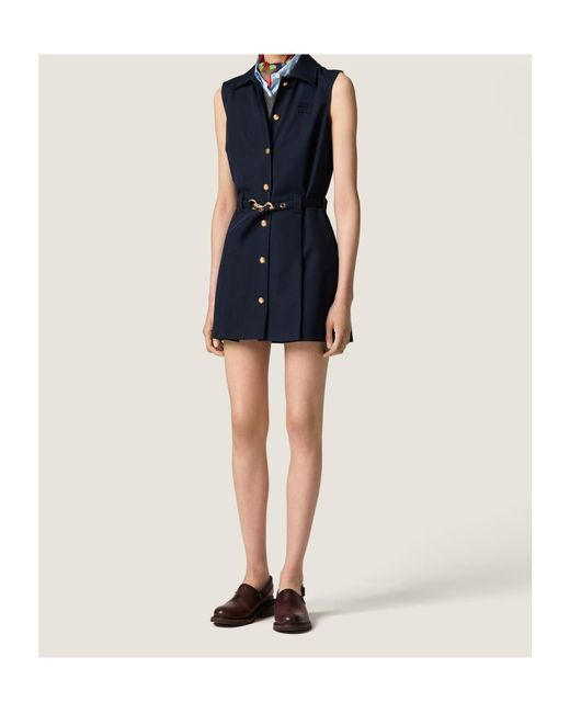 Miu Miu Blue Poplin Mini-Dress