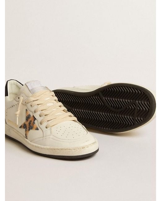 Golden Goose Deluxe Brand Natural Ball Star With Leopard-Print Star Embellished With Swarovski Crystal