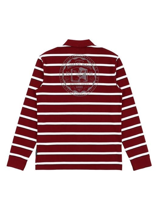 Armani Jeans Red Logo Striped Polo Shirt for men