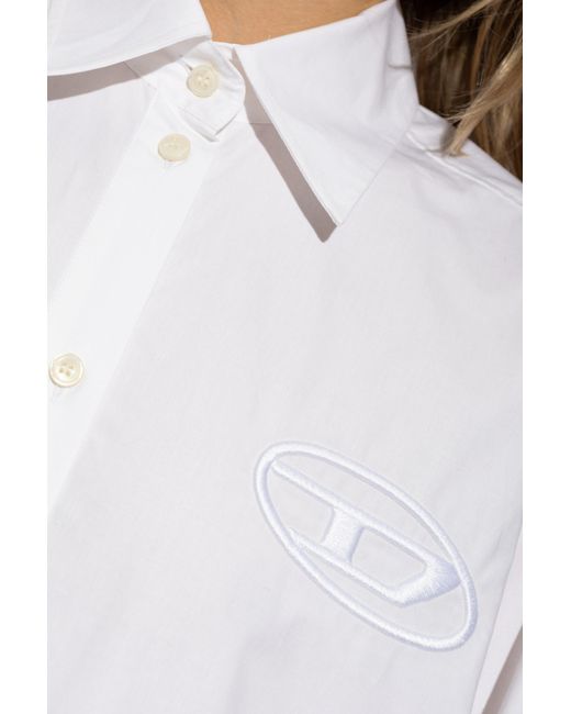 DIESEL White D-Dalis Logo Embroidered Shirt Dress