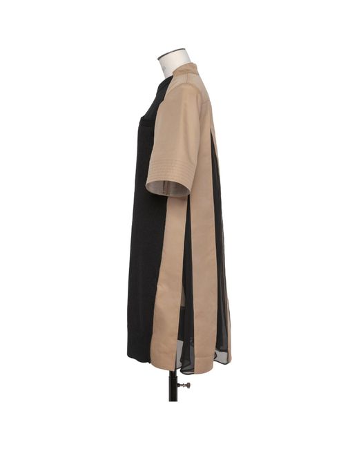 Sacai Black Panelled Pleated Minidress