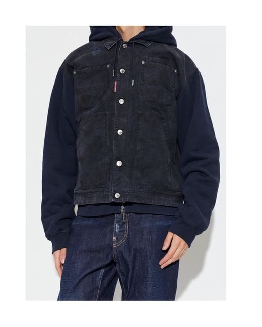 DSquared² Blue Long-Sleeve Denim Jacket for men