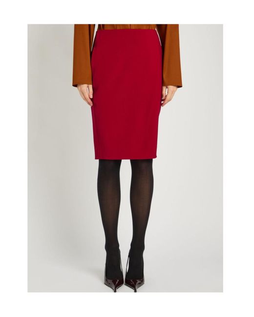 Saint Laurent Red Woven Midi Skirt