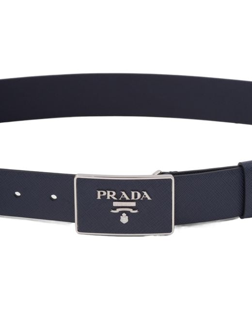 Prada Blue Saffiano Leather Belt for men
