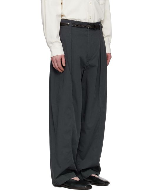 Lemaire Blue Pleated Wide Leg Chino Pants for men