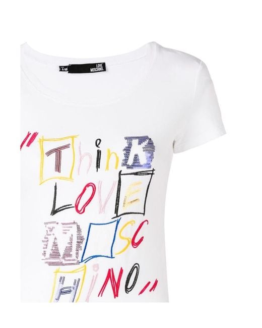 Moschino White Item O-Neck Short-Sleeved T-Shirt