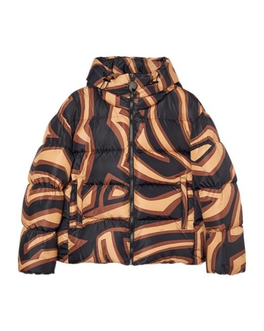 Emilio Pucci Brown Pucci Abstract Printed Hooded Padded Jacket