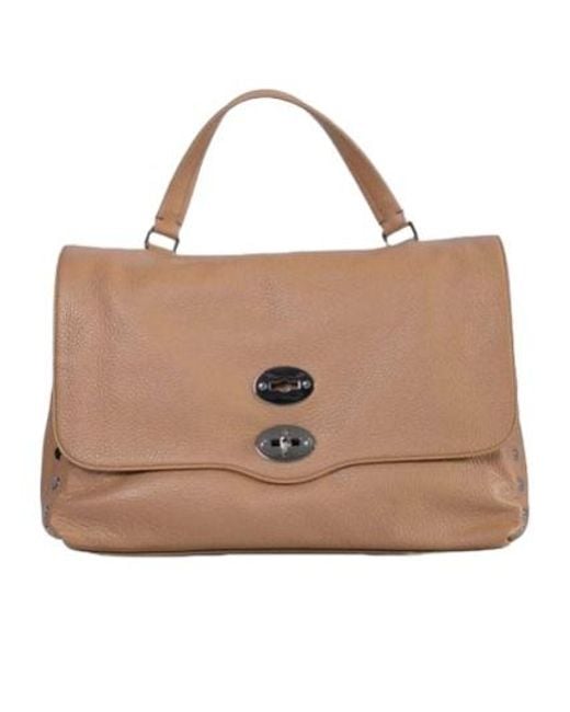 Zanellato Brown Postina Twist-Lock Medium Tote Bag