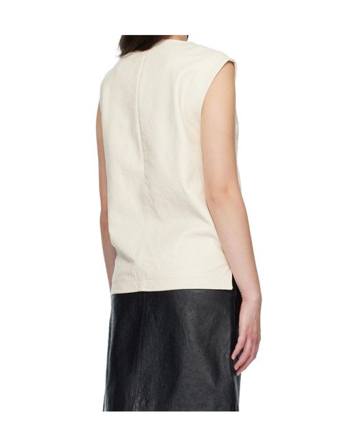 Loulou de Saison White Fiza Ostrich-Effect Zip Top