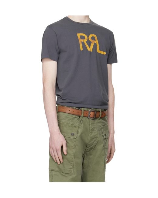 RRL Blue Logo Print T-Shirt for men