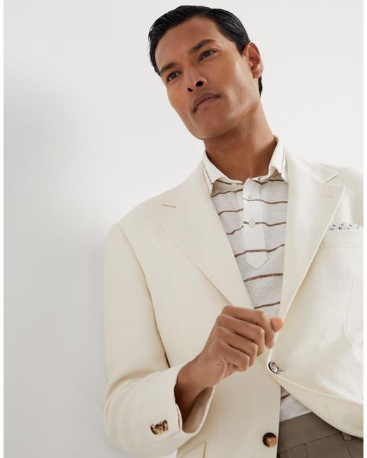 Brunello Cucinelli White Single-Breasted Long Sleeved Blazer for men