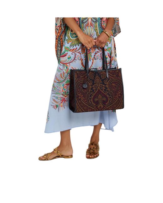 Etro Red Patterned Tote Bag