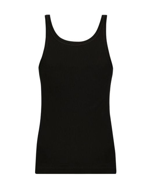 Dolce & Gabbana Black Ribbed-Knit Tank Top for men