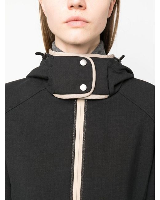Brunello Cucinelli Black Hooded Virgen Wool Jacket