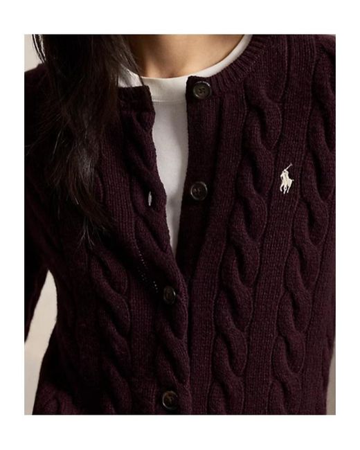 Polo Ralph Lauren Red Cable-Knit Wool-Cashmere Cardigan