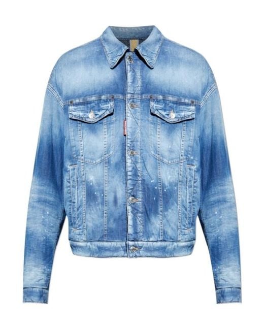 DSquared² Blue Distressed Denim Jacket for men