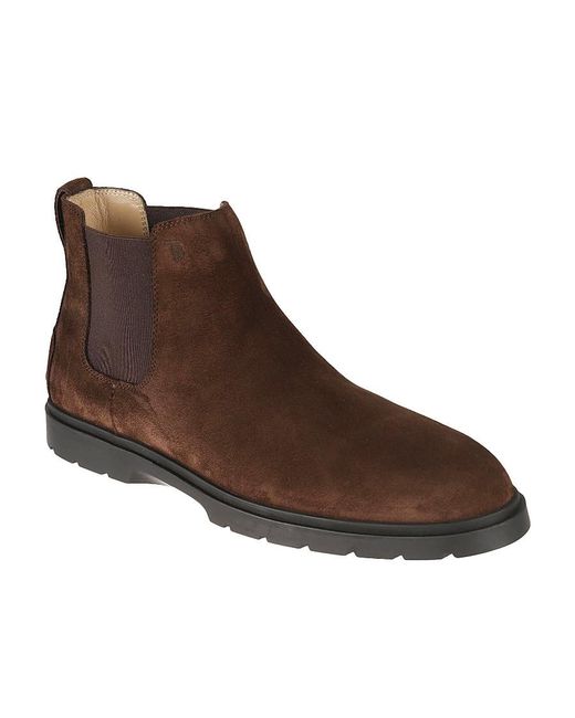 Tod's Brown Tronchetto Round Toe Boots for men