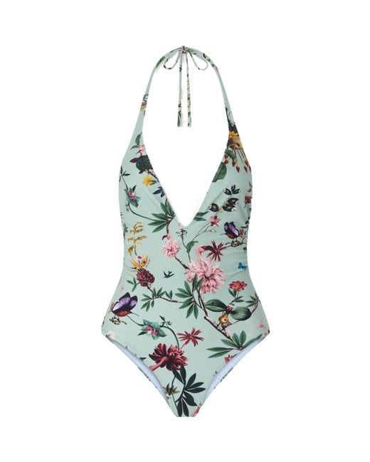 LaDoubleJ White Floral-Print Swimsuit