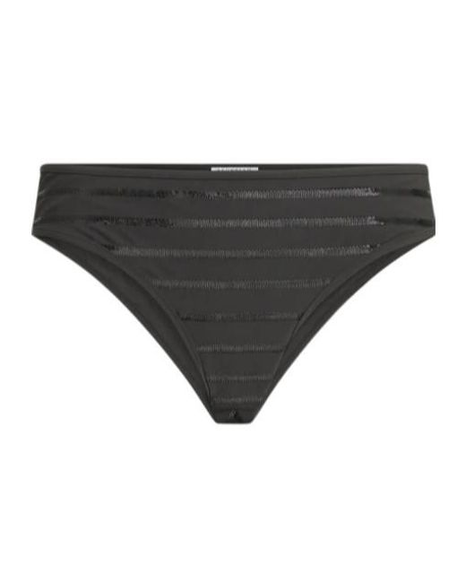 Brunello Cucinelli Black Stripes Monili Bikini Bottoms