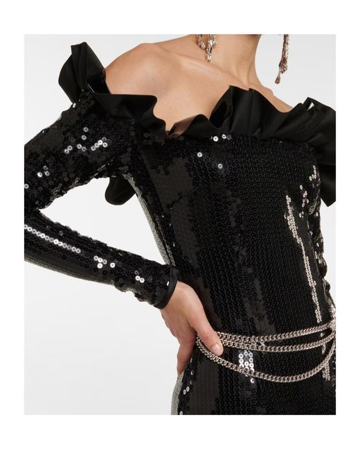 Alessandra Rich Black Sequined Bodysuit