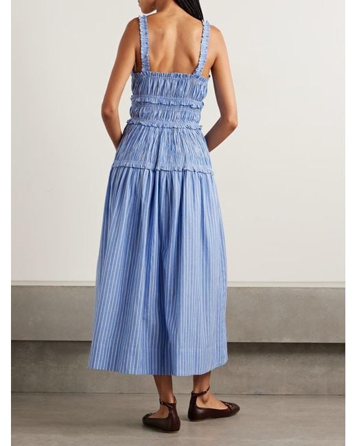 Doen Blue Marianne Striped Midi Dress