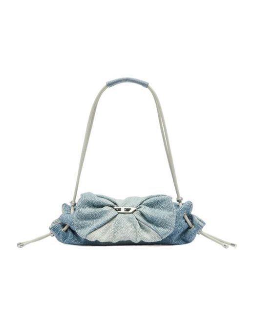 DIESEL Blue Small Scrunch-D Crystal-Embellished Shoulder Bag