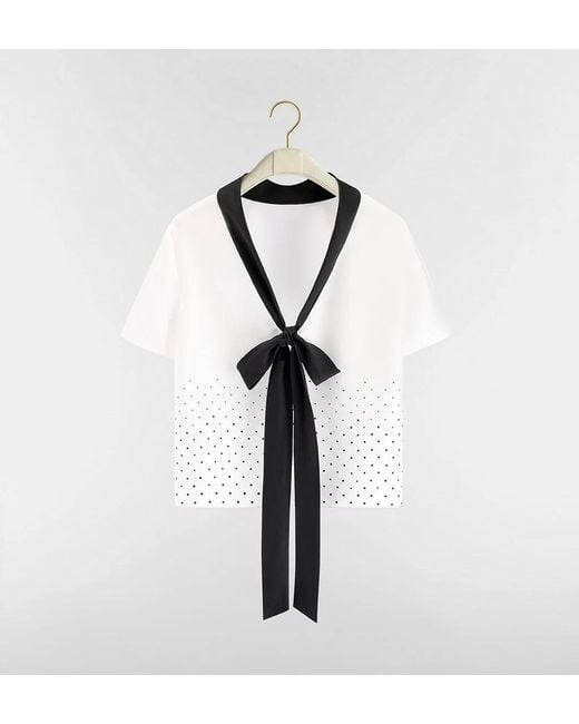 Dior White Short-Sleeved Blouse With Rear Tie